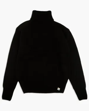 Merz B Schwanen Good Basics LOCT01 Merino Wool & Cashmere Relaxed Turtleneck Pullover - Deep Black