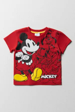 Mickey Mouse Short Sleeve T-Shirt Red