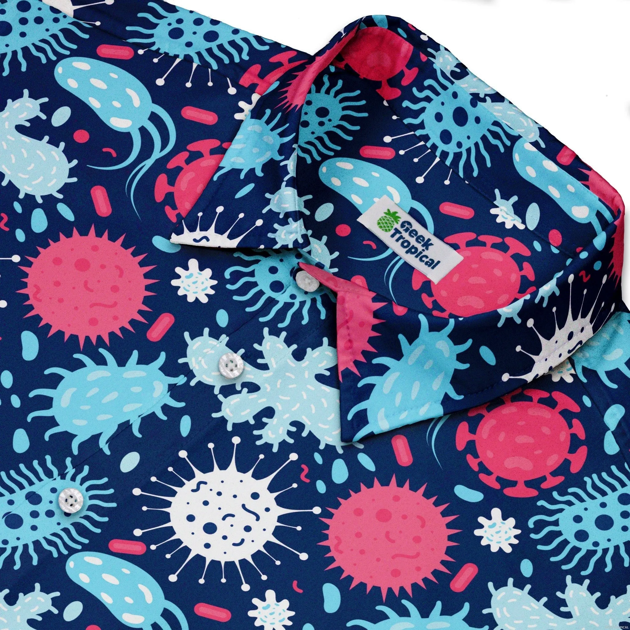 Microscopic Collection Blue Science Biology Button Up Shirt