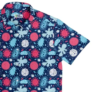 Microscopic Collection Blue Science Biology Button Up Shirt