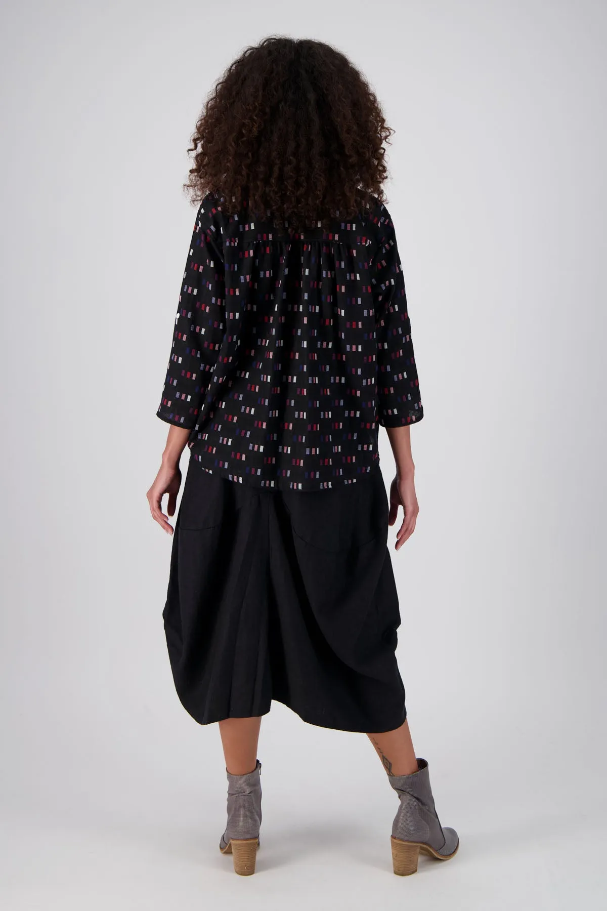 Milwaukee Fiesta Skirt Black in Slub Linen