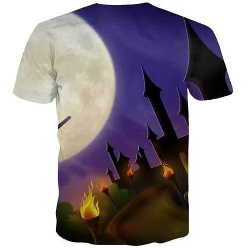 Moon T shirts Men Witch Shirt Print Halloween Tshirts Cool Cosplay T shirts Funny Funny Tshirt Printed Short Sleeve Hip hop