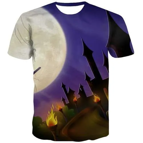 Moon T shirts Men Witch Shirt Print Halloween Tshirts Cool Cosplay T shirts Funny Funny Tshirt Printed Short Sleeve Hip hop