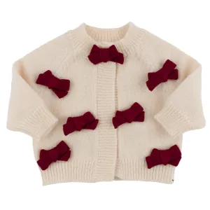 oh baby! Scandi Knit Cardigan - Berry Bows - Cream