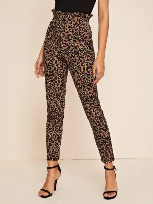 Paperbag Waist Leopard Pants