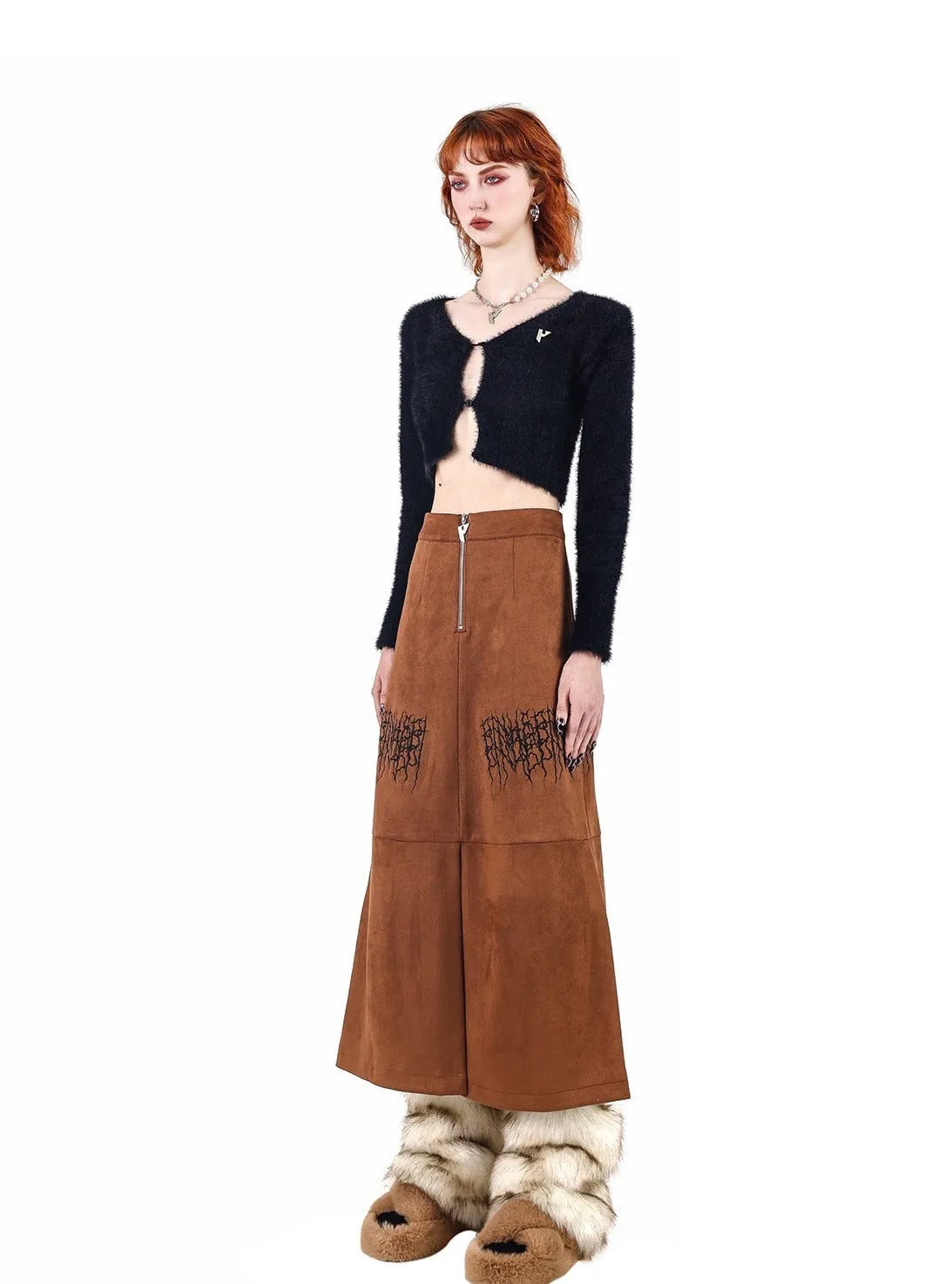 PINKSPINK Gothic Metal Logo Maxi Skirt - Black