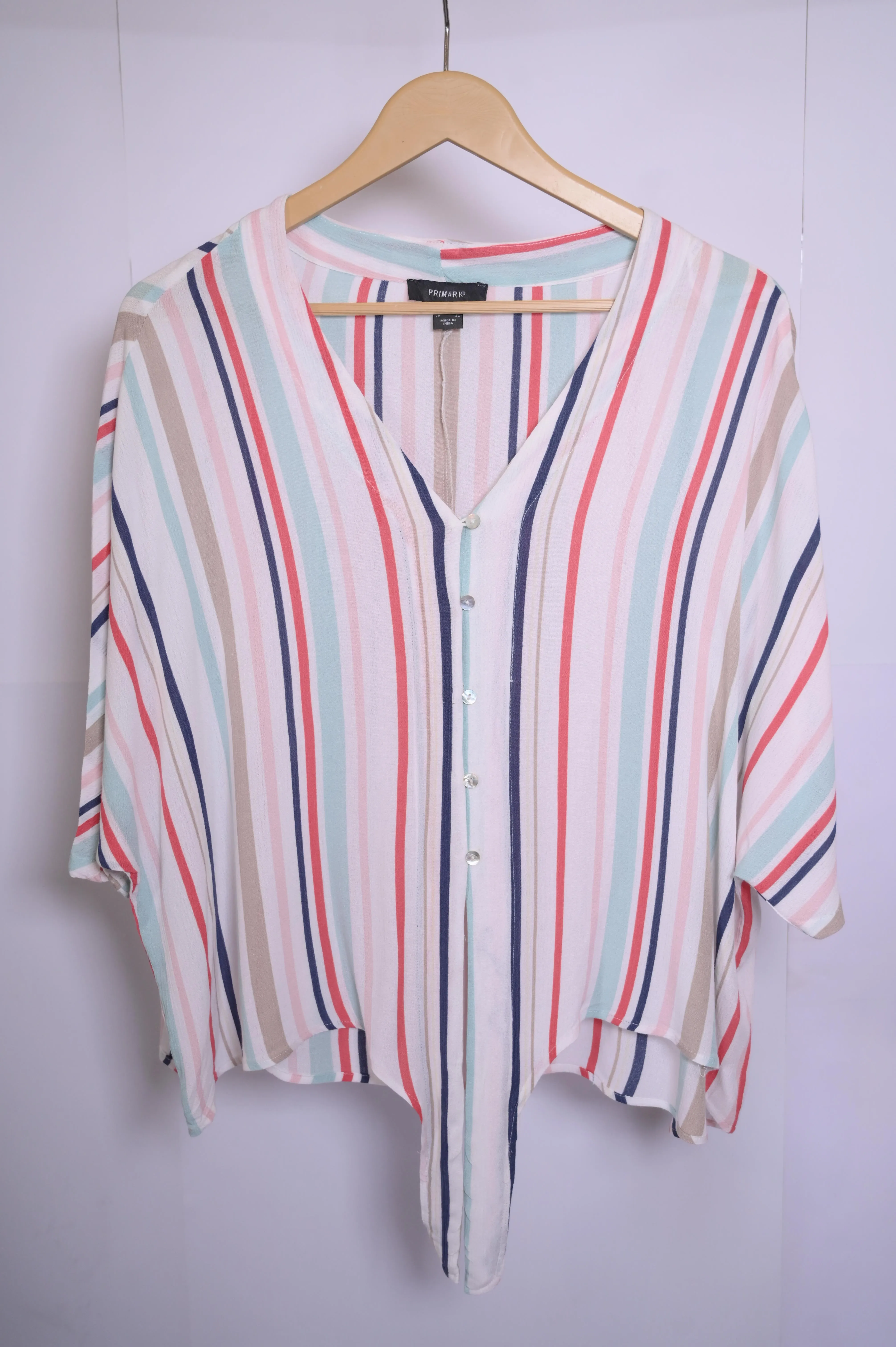 Primark White, Blue, and Turquoise Blouse - Medium