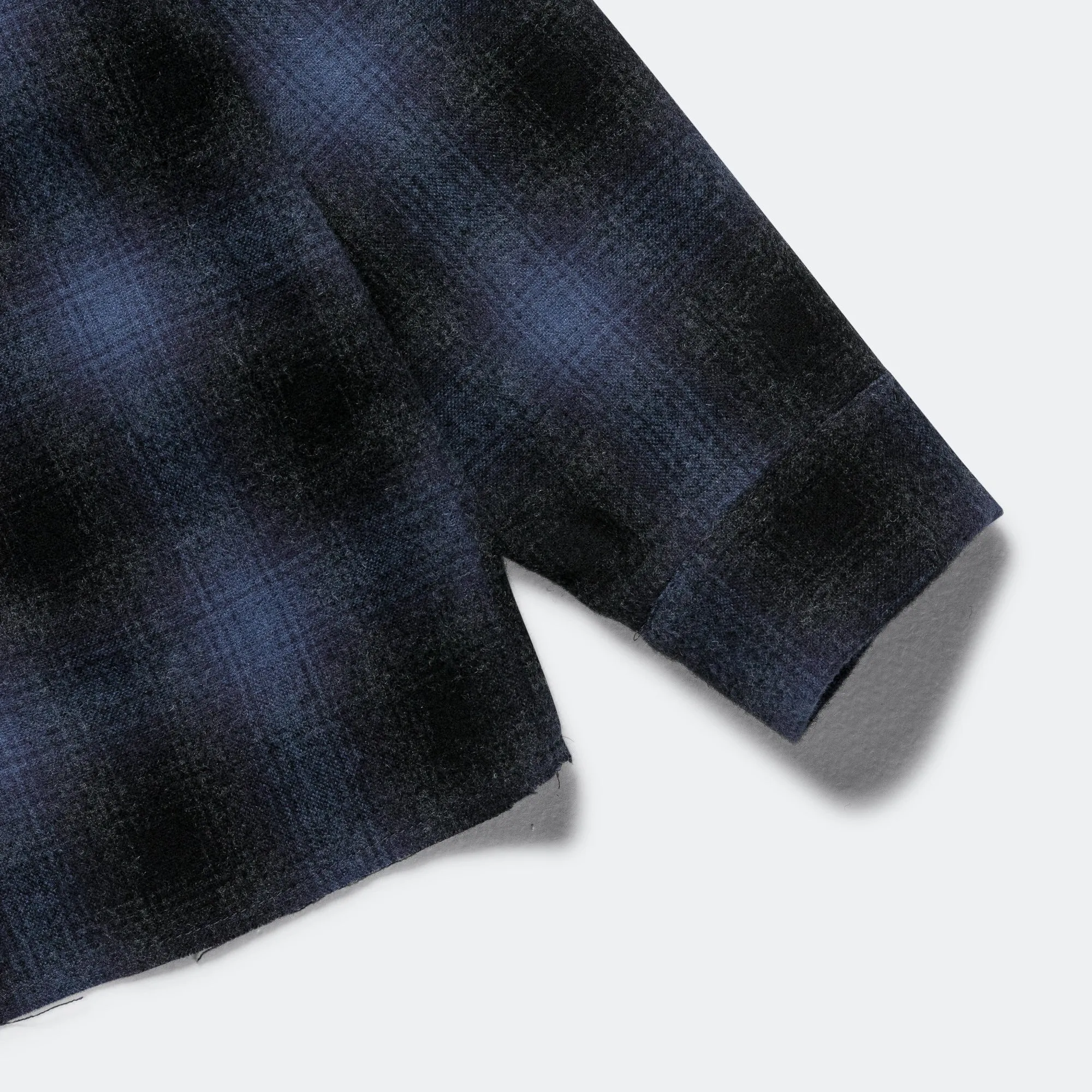 Raw Hem Overshirt - Navy Plaid