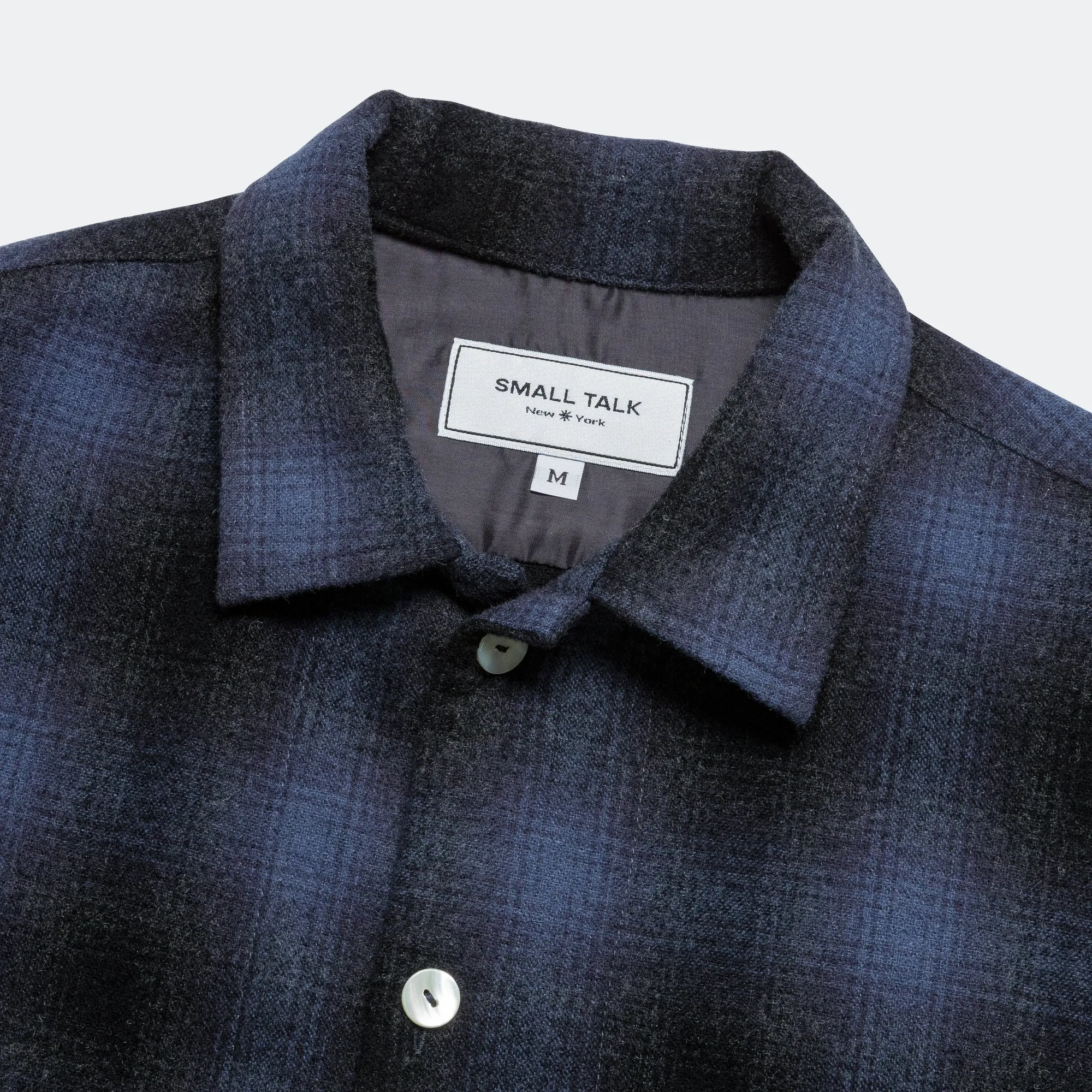 Raw Hem Overshirt - Navy Plaid