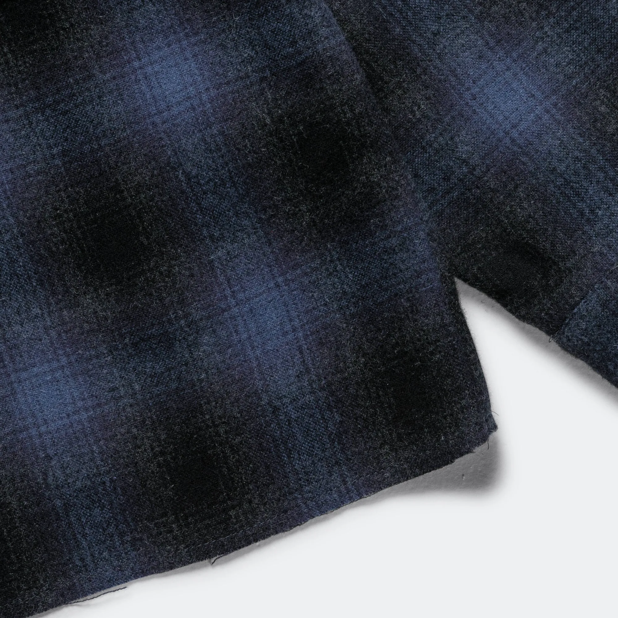 Raw Hem Overshirt - Navy Plaid