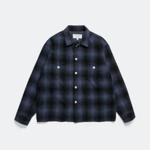 Raw Hem Overshirt - Navy Plaid