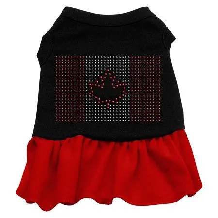 Rhinestone Canadian Flag Dress  Black with Red XL (16)