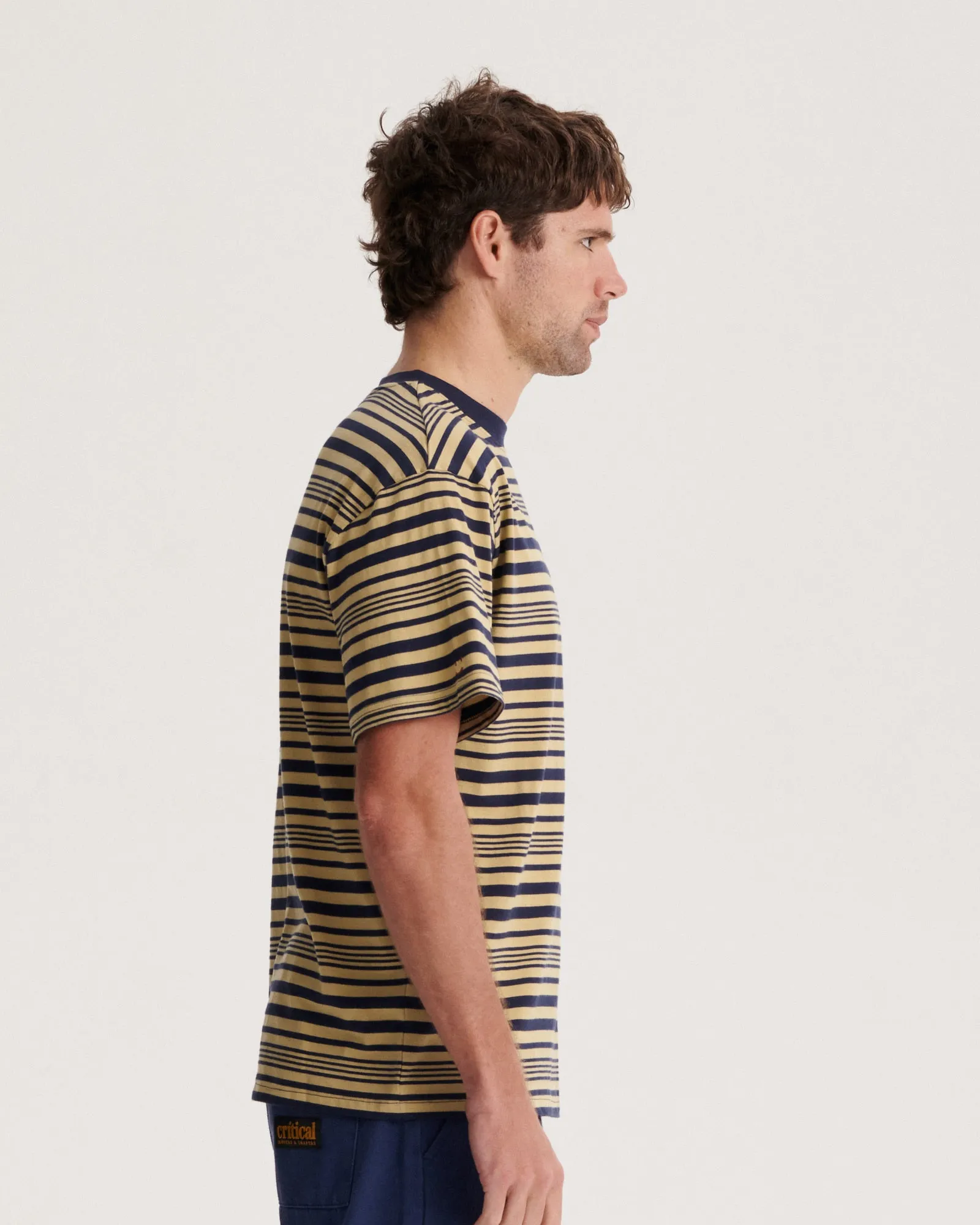 Sid Stripe Tee - Worker Blue