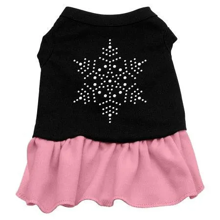 Snowflake Rhinestone Dress Black with Pink Lg (14)