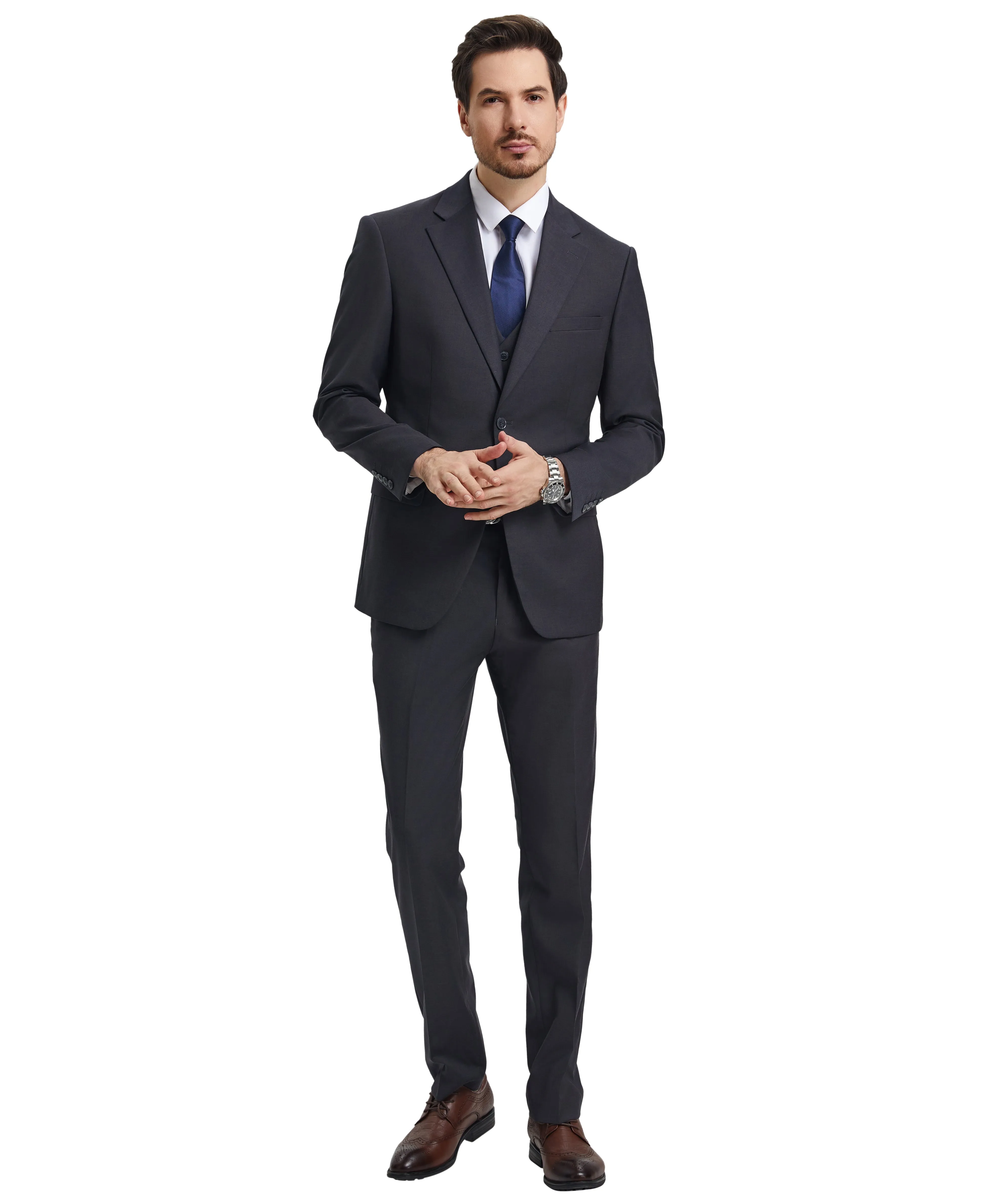 Stacy Adams Hybrid-Fit Vested Suit, Elegant Charcoal