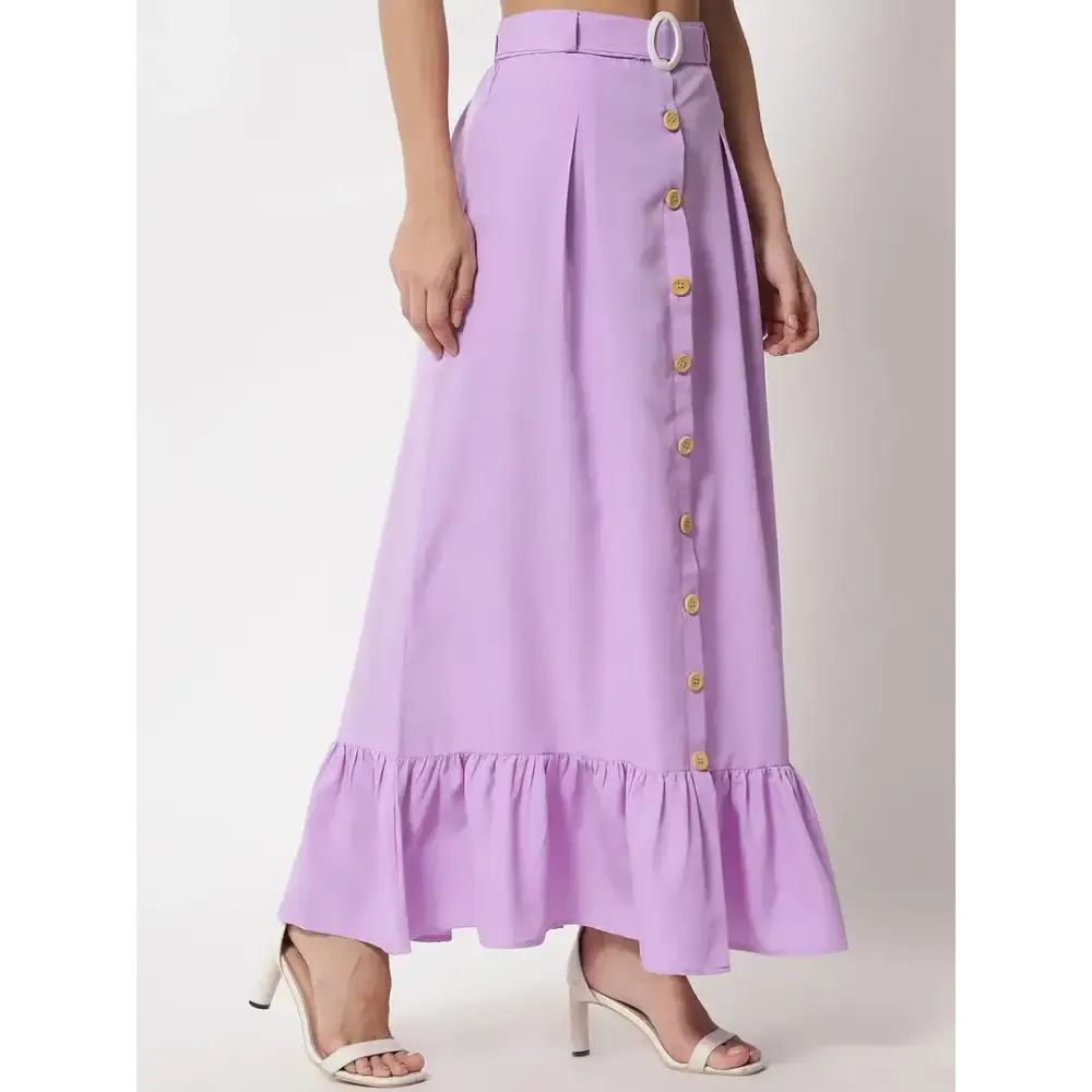 Stylish Crepe Purple Full Length Solid A-line Skirt For Women