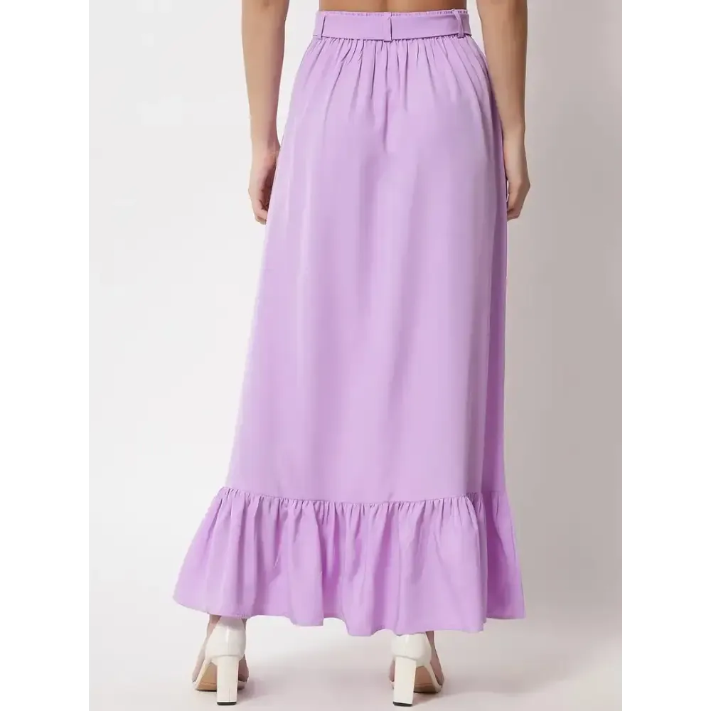 Stylish Crepe Purple Full Length Solid A-line Skirt For Women