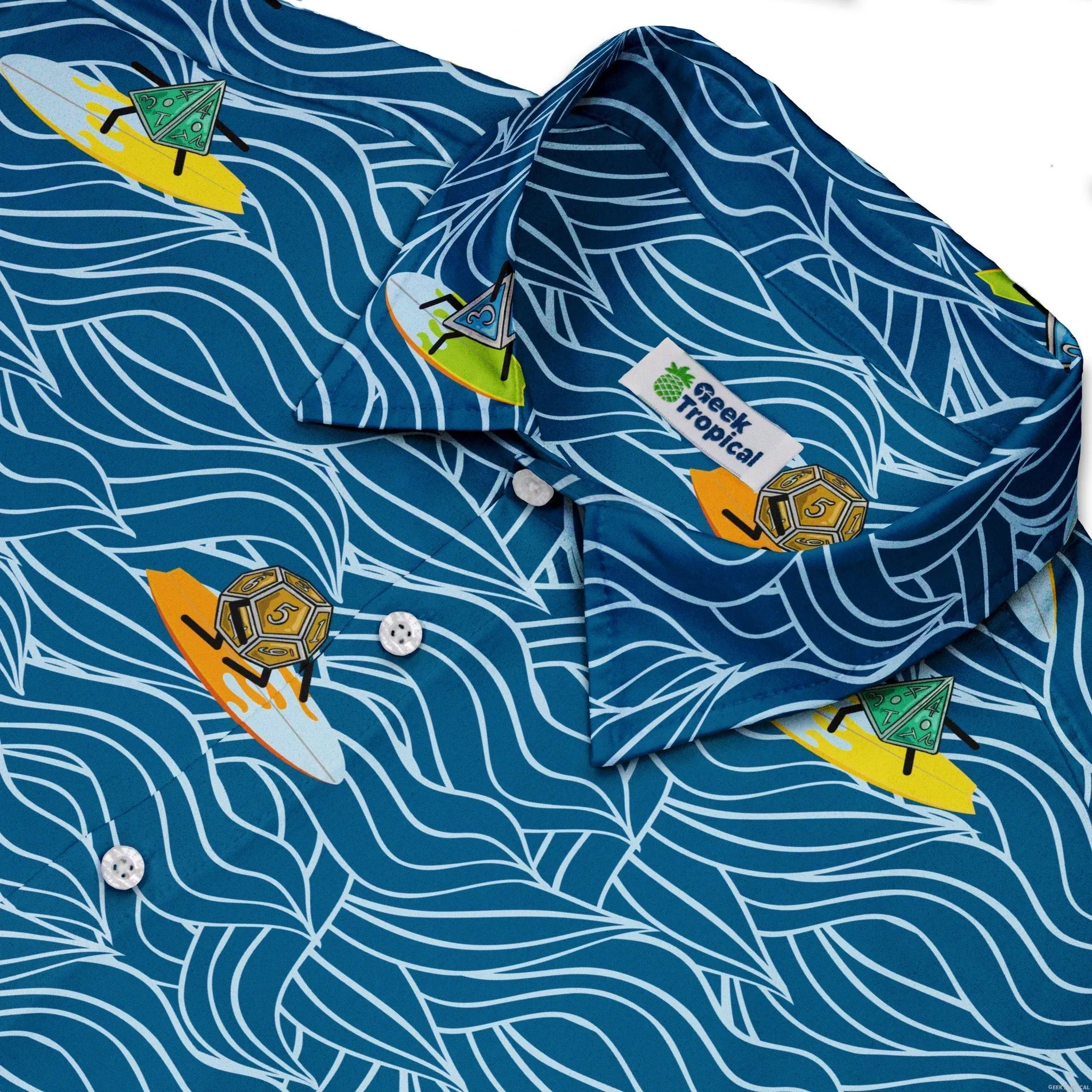 Surf and Roll Dnd Dice Button Up Shirt