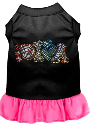 Technicolor Diva Rhinestone Pet Dress Black With Bright Pink Lg (14)