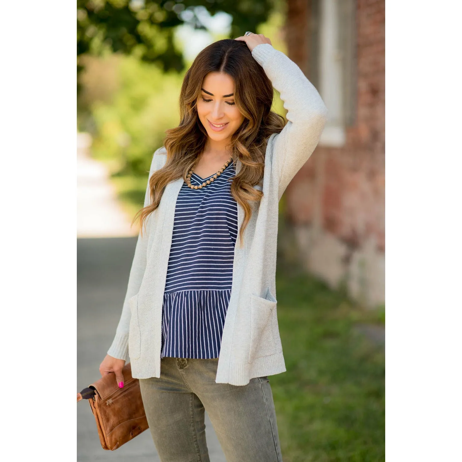 Textured Heavy Short Pocket Cardigan