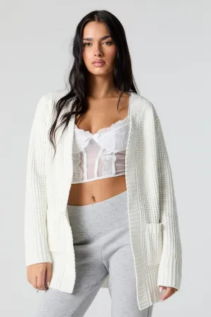 Waffle Knit Long Sleeve Cardigan