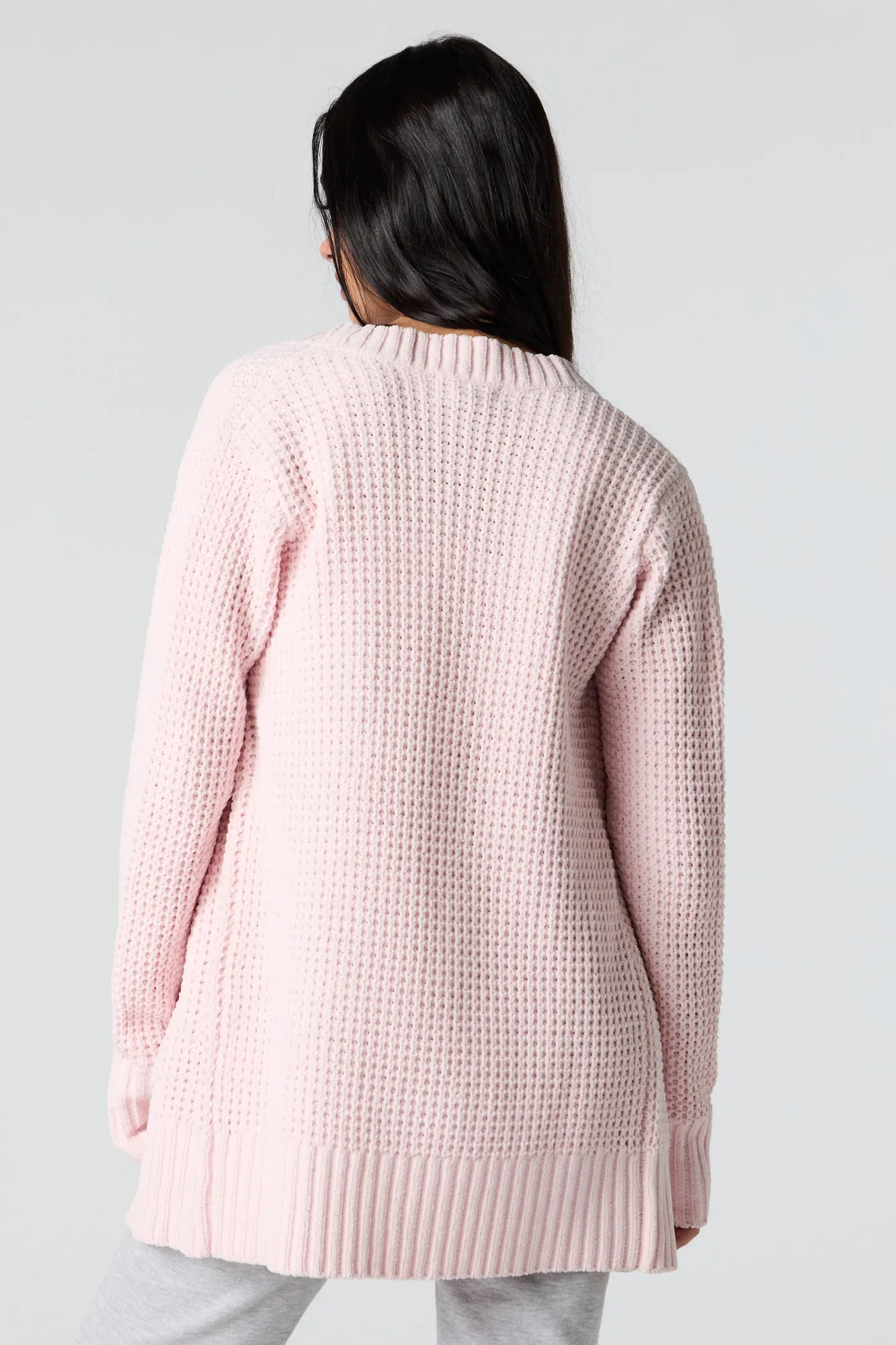 Waffle Knit Long Sleeve Cardigan