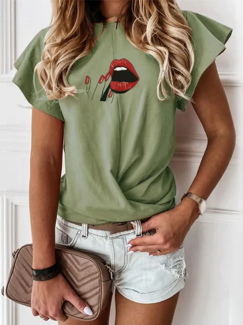 Women's A Big Kiss Ruffle Sleeve Top