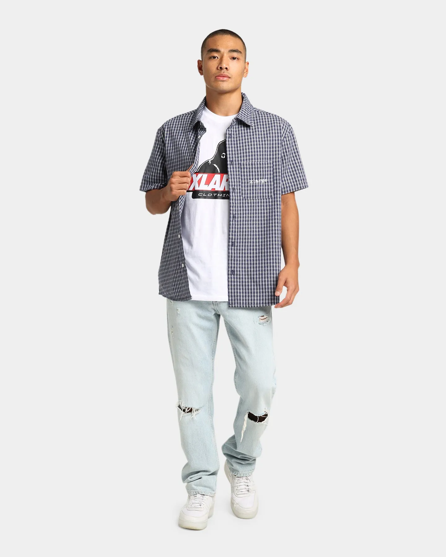 XLARGE Button Up Check Shirt Navy