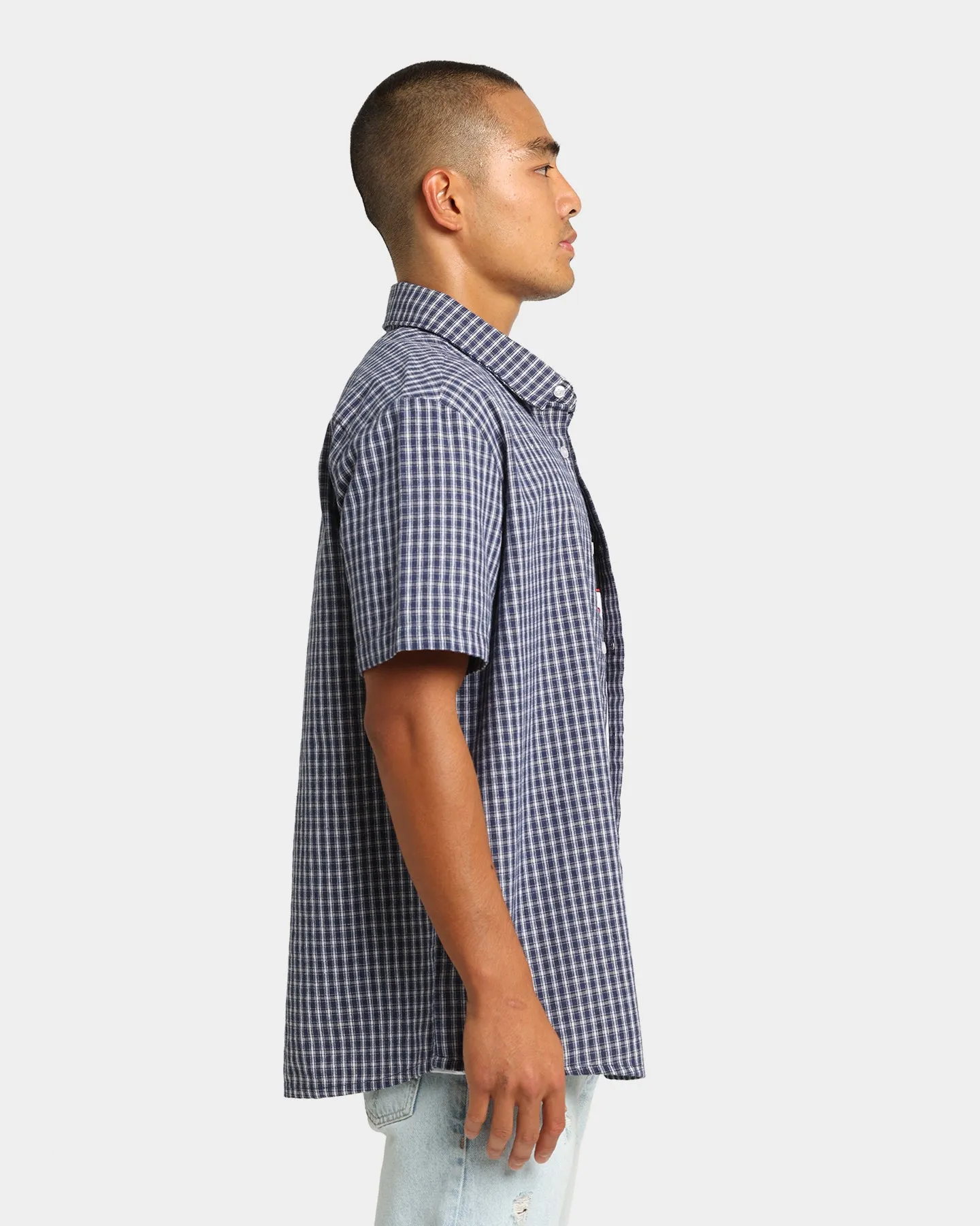 XLARGE Button Up Check Shirt Navy